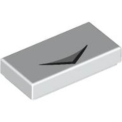 LEGO part 3069bpr9896 Tile 1 x 2 with Black Line, Light Bluish Grey Triangle print in White