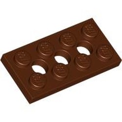 LEGO part 3709 Technic Plate 2 x 4 [3 Holes] in Reddish Brown