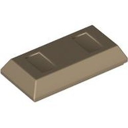 LEGO part 99563 Tile Special 1 x 2 with Sloped Walls AKA Money / Gold Bar [Ingot] in Sand Yellow/ Dark Tan