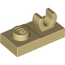 LEGO part 44861 Plate Special 1 x 2 [Open O Top Clip] in Brick Yellow/ Tan