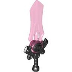 LEGO part 7602pat0005 Weapon, Sword Large with Trans-Red Blade pattern in Black