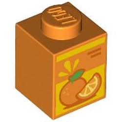 LEGO part 3005pr0010 Brick 1 x 1 with print in Bright Orange/ Orange