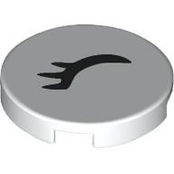 LEGO part 14769pr0014 Tile Round 2 x 2 with print in White