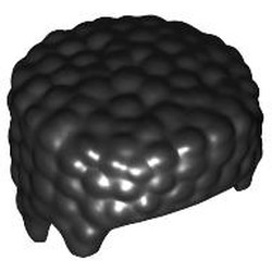 LEGO part 7874 Hair, Short Curly, Flat Top in Black
