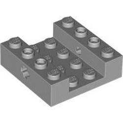 LEGO part 7796 Brick Special 4 x 4 with Axle Holes, 2 x 4 Recessed Center in Medium Stone Grey/ Light Bluish Gray