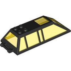 LEGO part 111983pat0001 Canopy 4 x 10 x 2 with Frame and Trans-Yellow Window Pattern in Black
