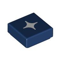 LEGO part 3070bpr9884 Tile 1 x 1 with White Star print in Earth Blue/ Dark Blue