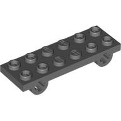 LEGO part 7885 Plate Special 2 x 6 with Axle Holes in Dark Stone Grey / Dark Bluish Gray