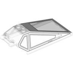 LEGO part 21849pr0005 Windscreen 8 x 4 x 2 with Handle and 2 Studs with print in Transparent/ Trans-Clear