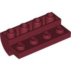 LEGO part 5853 Slope Curved 2 x 4 Inverted with 1 x 4 Cutouts in Dark Red