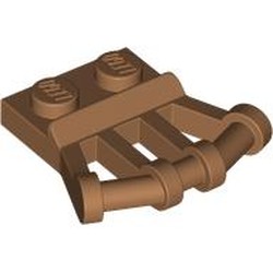 LEGO part 92692 Plate Special 1 x 2 with Angled Handles on Side in Medium Nougat