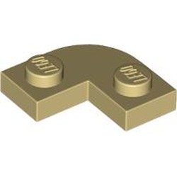 LEGO part 79491 Plate Round Corner 2 x 2 with 1 x 1 Cutout in Brick Yellow/ Tan