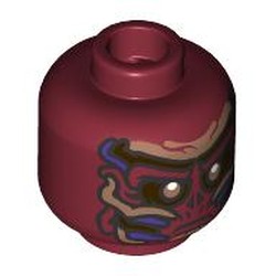 LEGO part 28621pr9522 Minifig Head Vecna with print in Dark Red