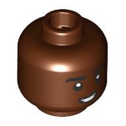 LEGO part 28621pr9526 Minifig Head Lucas Sinclair with print in Reddish Brown