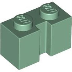 LEGO part 4216 Brick Special 1 x 2 with Groove in Sand Green