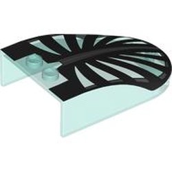 LEGO part 18973pr0011 Windscreen 6 x 4 x 1 Curved with print in Transparent Light Blue/ Trans-Light Blue