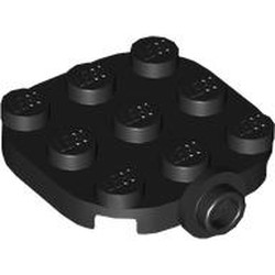 LEGO part 7907 Plate Round Corners 3 x 3 with Side Stud in Black