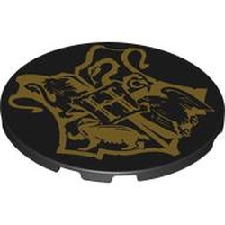 LEGO part 7212pr0005 Tile Round 6 x 6 with print in Black