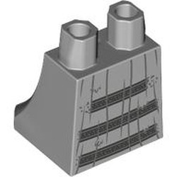 LEGO part 36036pr0019 Hips and Legs Under Dress/Robe with print in Medium Stone Grey/ Light Bluish Gray