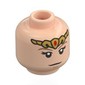 Minifig Head Zelda, Gold Tiara, Dark Tan Eyebrows, Large Eyelashes, Open Mouth Angry Scream / Neutral Print