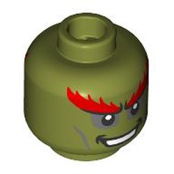 LEGO part 28621pr0054 Minifig Head with print in Olive Green