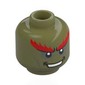 Minifig Head Ganondorf, Large Red Eyebrows, Dark Bluish Grey Eyeshadows, Lines, White Eyes, Mean Smile / Yellow Eyes, Angry