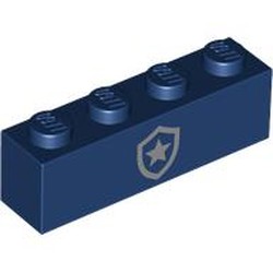 LEGO part 3010pr0023 Brick 1 x 4 with print in Earth Blue/ Dark Blue