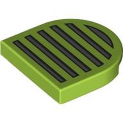 LEGO part 5520pr0005 Tile Round 2 x 2 Half Circle with Silver Grill print in Bright Yellowish Green/ Lime