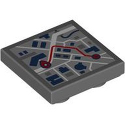 LEGO part 11203pr0027 Tile Special 2 x 2 Inverted with Navigation Map print in Dark Stone Grey / Dark Bluish Gray