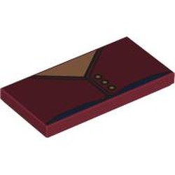 LEGO part 87079pr9850 Tile 2 x 4 with Shirt, Warm Tan Chest, Buttons print in Dark Red