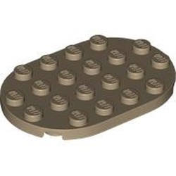 LEGO part 3766 Plate Round 4 x 6 in Sand Yellow/ Dark Tan