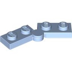 LEGO part 1927 Hinge Plate 1 x 4 Swivel Top / Base - Hollow Clip [Complete Assembly] in Light Royal Blue/ Bright Light Blue