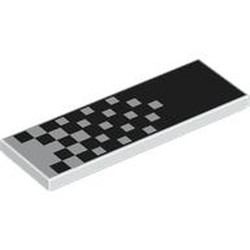 LEGO part 69729pr0061 Tile 2 x 6 with Checkered Pattern Transitioning from White to Black print in White
