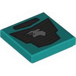 LEGO part 3068bpr0742 Tile 2 x 2 with print in Bright Bluish Green/ Dark Turquoise