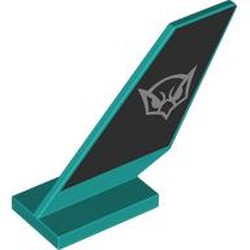 LEGO part 6239pr0026 Tail Shuttle with White Owl on Black Background print in Bright Bluish Green/ Dark Turquoise