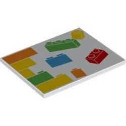 LEGO part 6320pr0002 Tile 6 x 8 with LEGO Bricks, Wall print in White