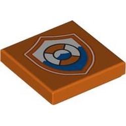 LEGO part 3068bpr0748 Tile 2 x 2 with Coastguard Logo print in Reddish Orange