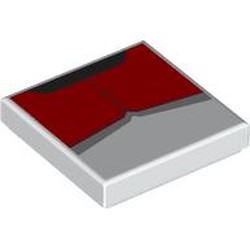 LEGO part 3068bpr0441 Tile 2 x 2 with print in White