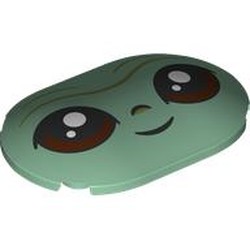 LEGO part 7871pr0001 Brick Round 4 x 6 x 2/3 with print in Sand Green