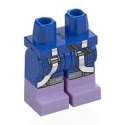 LEGO part 970c28pat39pr0001 Hips with Blue Legs and Lavender Boots Pattern with Pilot Suit, White Straps, Hose print in Bright Blue/ Blue