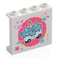Panel 1 x 4 x 3 [Side Supports / Hollow Studs] with White/Medium Blue Unicorn Cake on Wheels on Coral Background print