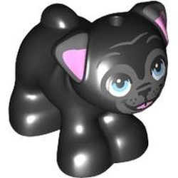LEGO part 24111pr0006 Animal, Dog, Pug with print in Black
