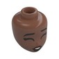Minidoll Head, Black Eyebrows, Closed Eyes, Dark Red Lips