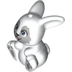 LEGO part 7687pr0001 Animal, Bunny, Sitting with print in White