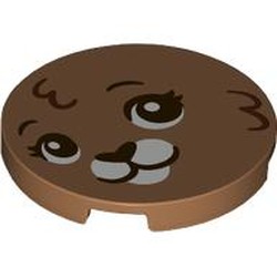 LEGO part 67095pr0007 Tile Round 3 x 3 with print in Medium Nougat