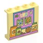 Panel 1 x 4 x 3 [Side Supports / Hollow Studs] with Bright Pink/Medium Blue Message Board, Food Bags, Jar, Yarn print