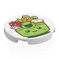 Tile Round 3 x 3 with Lime Shopping Bag with Face, Groceries print