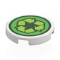 Tile Round 2 x 2 with Lime Recycling Sign on Bright Light Green Field print