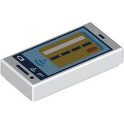 LEGO part 3069bpr0095 Tile 1 x 2 with print in White