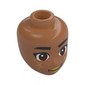 Minidoll Head, Black Eyebrows, Reddish Brown Eyes, Gold Lips, Decorations